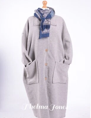 AKH PLUS SIZE GREY OVERSIZED WOOL BLEND BOXY LONG COAT WITH LINING Size 30-34 - Image 1 of 4