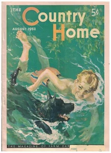 The Country Home Magazine August 1932 Olympics Scottish Terrier Swimming Dog - Picture 1 of 3