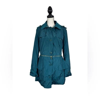 Chaqueta Betsey Johnson Teal Convertible Anorak Peplum Talla L Foto 1 de 4