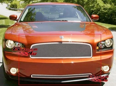 Fits 05-10 Dodge Charger Stainless Steel Chrome Mesh Grille Insert Combo - Image 1 of 3