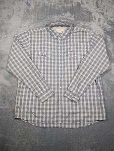 Camisa Simms Para Hombre XL Azul Gris A Cuadros Manga Larga Botón Frontal Pesca Exterior - Imagen 1 de 7