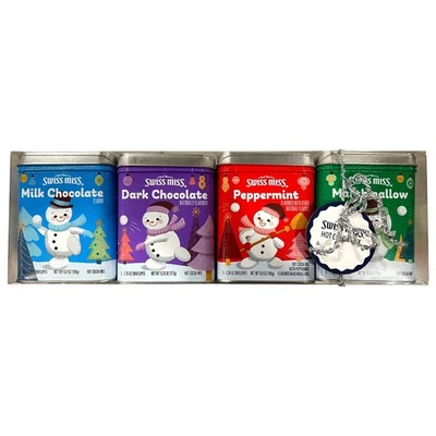 Swiss Miss Hot Cacao Chocolate Latas Navidad Menta Leche Malvavisco Oscuro 4 Foto 1 de 3