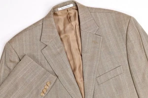 Lauren Ralph Lauren Beige Herringbone Stripe Silk/Wool Blazer Jacket 42R - Picture 1 of 13