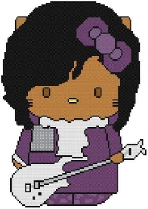 CROSS STITCH+ CRAFT PATTERN Hello Kitty Cat Prince Purple Rain Guitar Music Sing - Picture 1 of 1