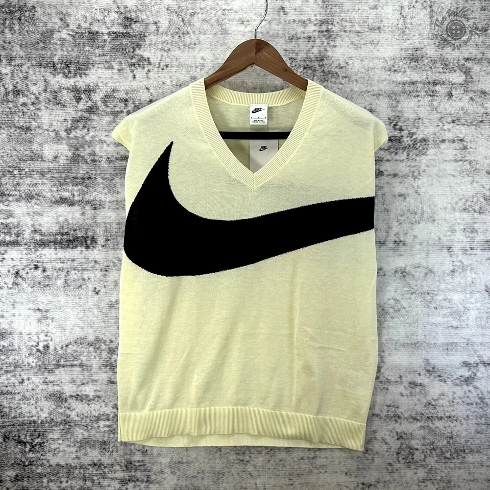 Nike Golf V-Neck Sweater Vest Coconut Milk Black - Men's XL - FD2873-113