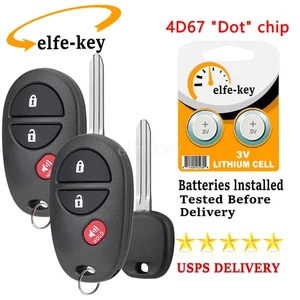 2 Replacement Keyless Remote Fob + Key GQ43VT20T for Toyota Highlander 2008-2013 - Picture 1 of 9