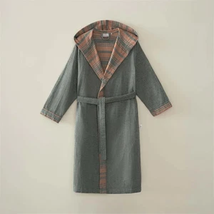 100% Organic Cotton Linen Blend Women's Bathrobe from Türkiye, Turkish Textiles - Picture 1 of 15