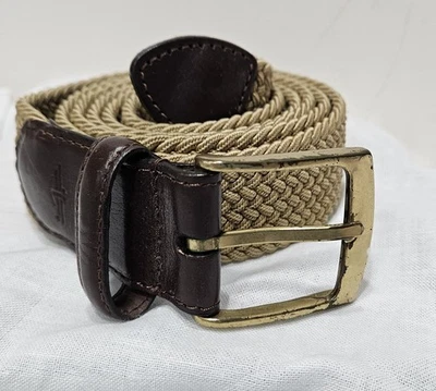 Cinturón elástico tejido Dockers para hombre tostado, ribete de cuero marrón, polipropileno talla 44 Foto 1 de 3
