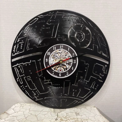 Planet Tatooine Star Wars Diseño Arte Reloj Vinilo Disco Pared Reloj Probado Funciona Foto 1 de 4