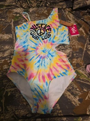 Traje de baño Justice Girls talla XL 16/18 Justice Tie Dye Peace Surf Club 1 pieza nuevo Foto 1 de 3