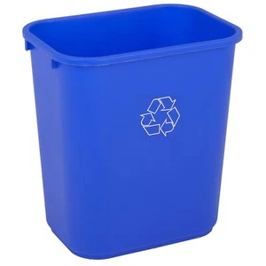 Blue Low Profile Trash Can 28 Quart Sleek Design For Office Classroom Use - Picture 1 of 4