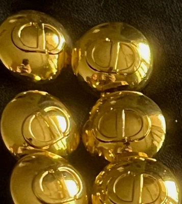 Vintage Christian Dior Gold Buttons Gold CD Logo Dior Gold Dome Luxe buttons 5pc - Image 1 of 4