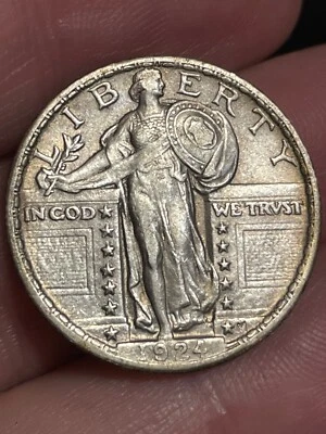 1924 P Silver Standing Liberty Quarter, Philadelphia, XF/AU Details - Image 1 of 4