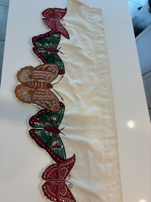 Cenefa Pier 1 Imports Vintage Lentejuelas Mariposas Marfil Foto 1 de 4