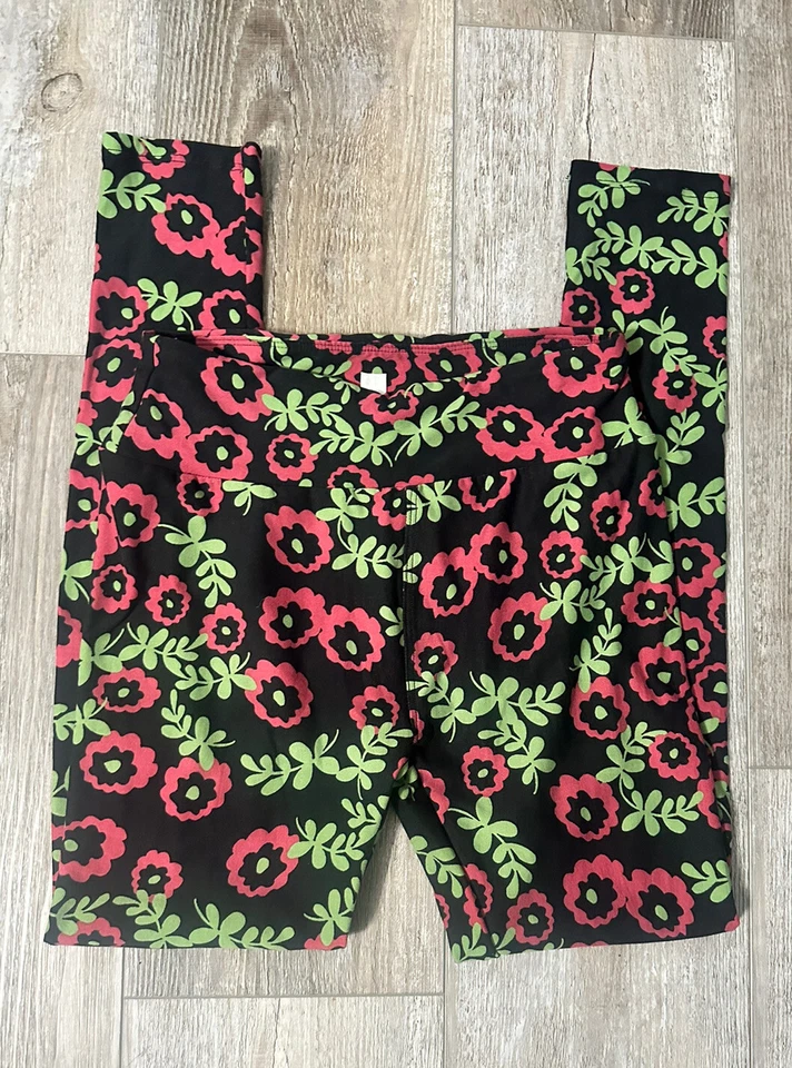 НОВЫЙ БЕЗ ЯРЛЫКОВ ЖЕНЩИН ОДИН РАЗМЕР LULAROE ЛЕГГИНСЫ ЧЕРНЫЙ РОЗОВЫЙ ЗЕЛЕНЫЙ ЦВЕТОК ПЕЧАТИ СОВЕРШЕННО НОВЫЙ - Изображение 1 из 4