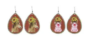 Sonnenblume Leopard Ohrringe Damen Western Träne Gepard Schmuck Schwein Pferd 2,5 - Bild 1 von 5