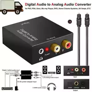 Convertidor de fibra óptica coaxial de 3,5 mm de audio digital a analógico auxiliar Rca L/R - Imagen 1 de 10