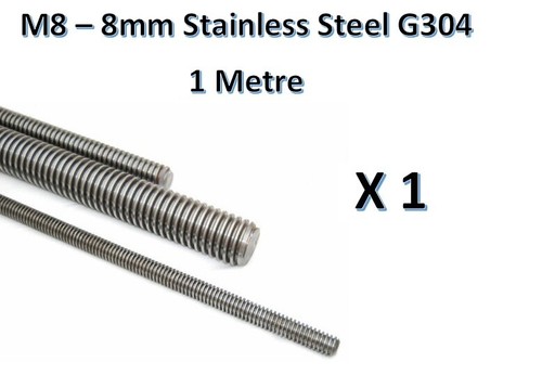 1 x Allthread M8 (8mm) x 1 Metre (1000mm) Stainless 304G Threaded Rod ...