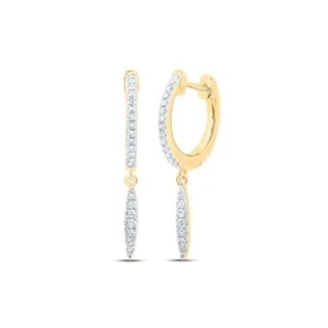 10K YELLOW GOLD ROUND DIAMOND DROP DANGLE NICOLE' DREAM  EARRINGS 1/6 CTTW - Picture 1 of 1