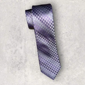Madison Gingham Check Tie Black with Purple Combination Standard Width Neckwear - Picture 1 of 7