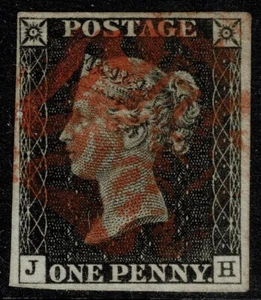 1840 1d Black Pl 3 JH 4m Superb Bright Red MX Very Fine Used Cat. £500.00 - Picture 1 of 1