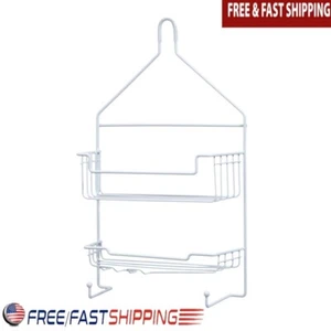 Rust Resistant 2 Tier Hanging Shower Caddy Suction Cups Razor Holder Hooks Steel - Picture 1 of 8