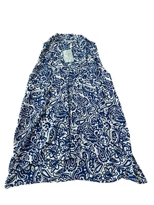 Floral Ivy Womens Blue Paisley Sleeveless Blouse V Neck High Low Hem Size M NWT - Picture 1 of 9