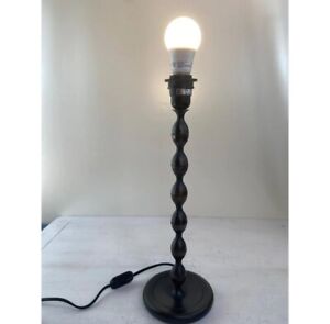 Vintage IKEA Bobbin Table Lamp Black Bronze Metal Candlestick Interior H 18”