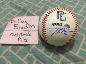 JUEGO PERFECTO FIRMADO DALLAS BRADEN BÉISBOL/OAKLAND A'S, #51 - Imagen 1 de 7