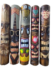 SET OF 5 40” TIKI MASK HAWAIIAN WALL ART ISLAND HOME DECOR BAR TROPICAL - Picture 1 of 1