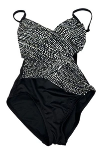Miracle Brand Curves 'Makenna' Swimsuit Size S One Piece Black,White,Gold - Picture 1 of 4