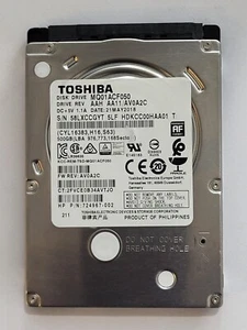 MQ01ACF050, HDKCC00HAA01 T, AA11/AV0A2C, 21 MAY 2018,Toshiba 500Gb 2.5" SATA HDD - Afbeelding 1 van 2