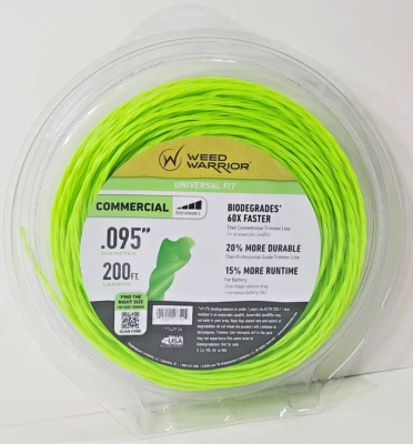 200 pies de línea de recortadora trenzada de grado comercial - 0,095" - Weed Warrior VERDE Foto 1 de 4