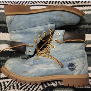 Timberland Jimmy Jazz 21 Savage Size 7 Men's Blue Denim Boots - Rare - Picture 1 of 8