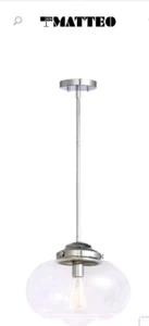 Matteo 1-Light Silver Pendant Ceiling Light Fixture C66704chcl - Picture 1 of 3