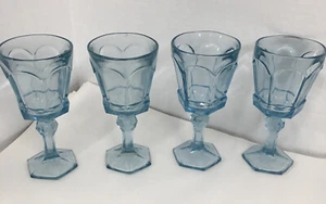 Fostoria Blue Virginia Wine Dessert Glasses Goblets Set of 4 - Picture 1 of 12