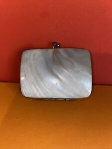 ANTIQUE MOTHER OF PEARL COIN PURSE WITH LEATHER INTERIOR