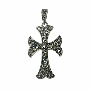 Colgante de cruz de plata esterlina 925 Marcasita y plata esterlina - Imagen 1 de 1