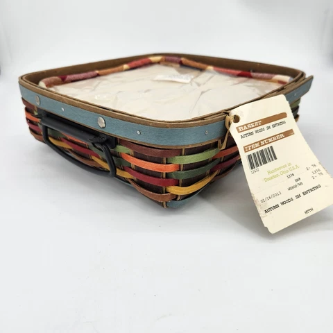 Longaberger 2013 Autumn Woods Small Entertaining Basket+Liner+Lidded Protector Cover