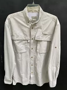 L. L. Bean Activewear Shirt Men's Medium Reg Fit Stone Logo Nylon Polyester - Picture 1 of 9