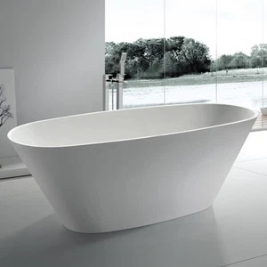 Free Standing Solid Surface Stone Modern Soaking Bathtub 67 x 29 inch - SW-107S - Picture 1 of 5