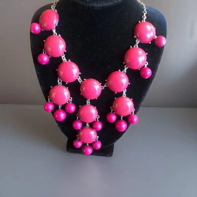 Collar llamativo rosa/malva coral enorme cuello babero con cuentas 20-23" ajustable Foto 1 de 3