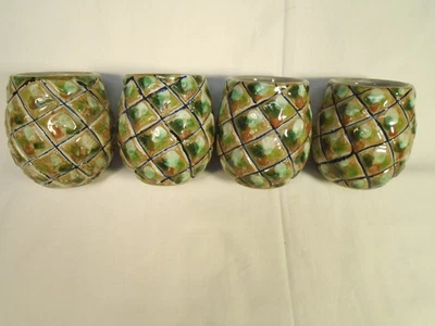 4 LOUISVILLE STONEWARE PINEAPPLE 9 OZ. HANDLELESS CUPS EXCELLENT - Image 1 of 4