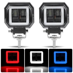 2X 3inch LED Work Light Bar Pods Halo DRL Lamp Spot Fog Driving Offroad ATV 4WD - Foto 1 di 29