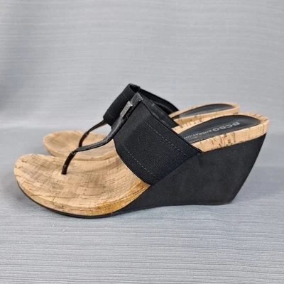 Sandalia Tanga Cuña BCBGeneration Marianaa Corcho Negro Mujer Talla 7 Foto 1 de 4