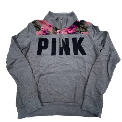 Victoria Secret Sudadera Mujer Pequeña Gris Pullover Cuarto Cremallera Suéter Floral Foto 1 de 4