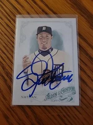 2015 Topps Allen Ginter Joe Nathan Signed IP Auto Baseball Detroit Tigers MLB - Image 1 of 2