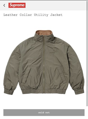 Taglia XL Giacca utility Supreme con colletto in pelle Oliva