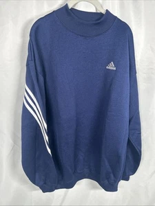 Adidas 3 Stripe Navy Sweatshirt 90s Y2K Vintage Mens Large - Picture 1 of 7