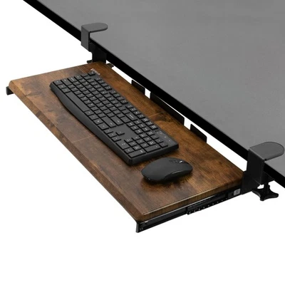 VIVO Rustic Vintage Brown Clamp-on Keyboard and Mouse Under Desk Slider Tray - Image 1 of 4